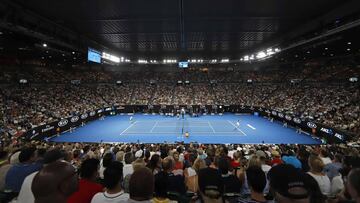 Imagen de la pista Rod Laver Arena de Melbourne durante la final del Open de Australia entre Roger Federer y Marin Cilic.