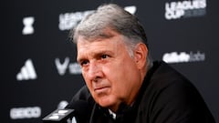 FORT LAUDERDALE, FLORIDA - AUGUST 10: Head coach Gerardo Martino of Inter Miami CF speaks to the media after a training session at Florida Blue Training Center on August 10, 2023 in Fort Lauderdale, Florida.   Megan Briggs/Getty Images/AFP (Photo by Megan Briggs / GETTY IMAGES NORTH AMERICA / Getty Images via AFP)