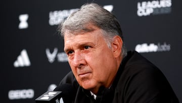 FORT LAUDERDALE, FLORIDA - AUGUST 10: Head coach Gerardo Martino of Inter Miami CF speaks to the media after a training session at Florida Blue Training Center on August 10, 2023 in Fort Lauderdale, Florida.   Megan Briggs/Getty Images/AFP (Photo by Megan Briggs / GETTY IMAGES NORTH AMERICA / Getty Images via AFP)