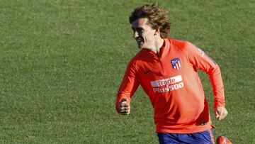 Griezmann, que llegará a 250 partidos ante el Girona, en una sesión del Atlético de Madrid.