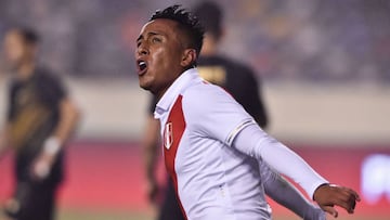 Peru&#039;s Christian Cueva celebrates scoring against Costa Rica during a friendly football match at the Monumental stadium in Lima on June 5, 2019, ahead of Brazil 2019 Copa America. (Photo by CRIS BOURONCLE / AFP)