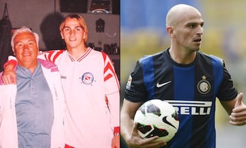 Cambiasso lucía melena rubia cuando debutó en el Real Madrid