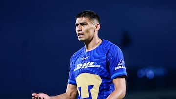 Soccer Football - Liga MX - Pumas UNAM v Monterrey - Estadio Olimpico Universitario, Mexico City, Mexico - February 22, 2026 Pumas UNAM's Guillermo Martinez reacts REUTERS/Eloisa Sanchez
