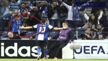 James Rodríguez festejaba un tanto en la UEFA Champions League ante el PSG, sin embargo, mientras toda la afición festejaba, se alcanza a ver una figura en negro.