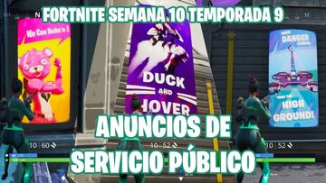 Fortnite Battle Royale - Desafío de la Semana 10 de la Temporada 9: visita distintos anuncios de servicios públicos en Neopicados, Planta de Presión o Centro Comercial Colosal