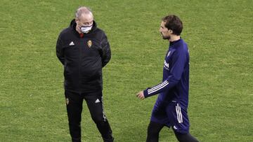 JIM, junto a Eguaras en el entrenamiento de ayer.