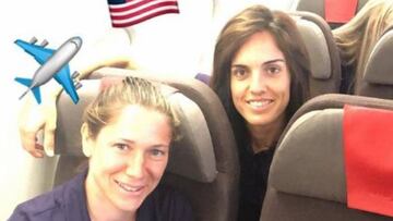 Las jugadoras del Barcelona, en el viaje a Portland.