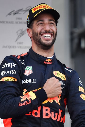 Daniel Ricciardo celebra la victoria en el GP de Azerbaiyán. 