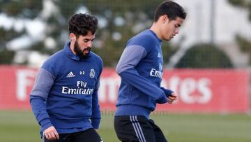James e Isco se entrenan en solitario tras no estar en Copa