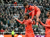 1-1. Laime Yamal celebra el tanto del empate.