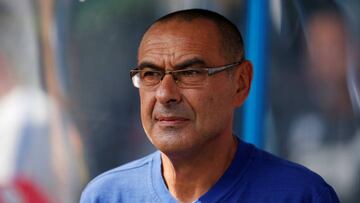 El entrenador Maurizio Sarri en el estadio del Huddersfield Town en su primer partido en la Premier League con el Chelsea.