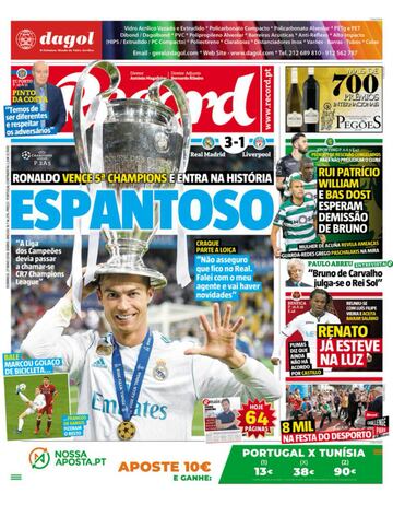 Las portadas de la prensa tras la final de Champions