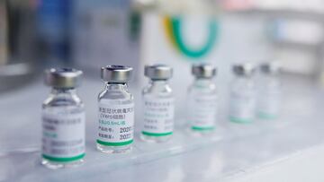 FILE PHOTO: FILE PHOTO: Vials of the Sinopharm's coronavirus disease (COVID-19) vaccine are pictured in Lima, Peru, February 9, 2021. REUTERS/Sebastian Castaneda/File Photo/File Photo