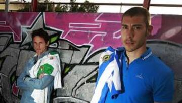 <b>LOS HOMBRES DEL PARTIDO. </b>Edu Albacar y Samuel posan para AS antes de afrontar el trascendental derbi de esta mañana.