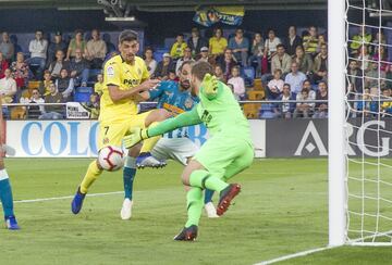 Clara ocasión de gol de Gerard Moreno ante Juanfran y Oblak. 