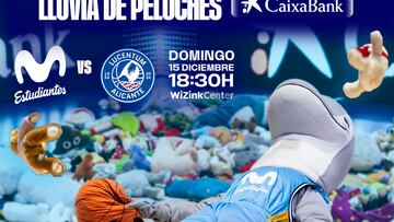 Lluvia de peluches en el Movistar Estudiantes-Lucentum Alicante.