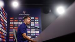 Simeone, en sala de prensa. Habló antes del Betis.