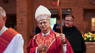 Then-Cardinal Robert F. Prevost, now Pope Leo XIV, celebrates Mass at St. Jude Parish, in New Lenox, Illinois, U.S., in 2024. Augustinian Province of Our Mother of Good Counsel/Handout via REUTERS THIS IMAGE HAS BEEN SUPPLIED BY A THIRD PARTY. NO RESALES. NO ARCHIVES. MANDATORY CREDIT. BEST QUALITY AVAILABLE