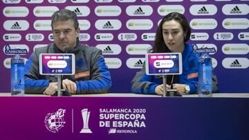 Gonzalo Arconada y Nahikari Garc&iacute;a, durante la rueda de prensa en el Helm&aacute;ntico.