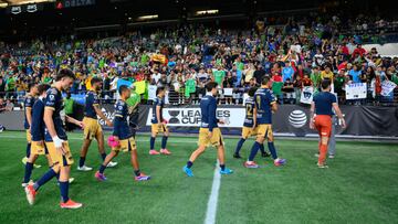 Aug 12, 2024; Seattle, Washington, USA; Pumas UNAM walks off the field after the game against the Seattle Sounders FC at Lumen Field. Mandatory Credit: Steven Bisig-USA TODAY Sports