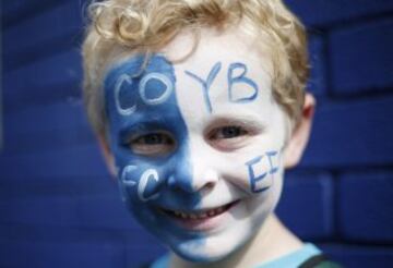 Football Soccer Britain - Everton v Stoke City - Premier League - Goodison Park - 27/8/16 Young Everton fan with face paint before the game