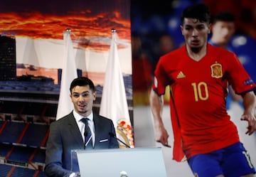 El jugador malagueño, Brahim Díaz, ha sido presentado como nuevo jugador del Real Madrid en el estadio Santiago Bernabéu. 