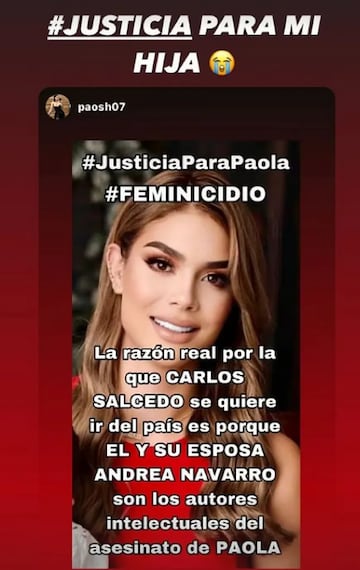 El mensaje de la madre de Paola Salcedo.