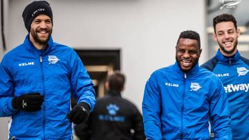 Los jugadores del Alavés en el entrenamiento.
