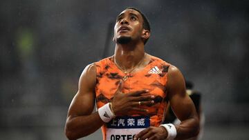 Orlando Ortega, tras acabar segundo en los 100 metros vallas de la Diamond League de Shanghai. 