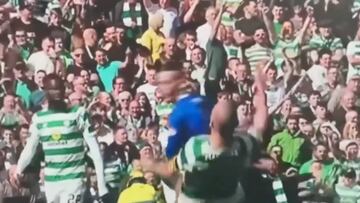 El derbi escocés, al rojo vivo: le vacila con la pelota y se lleva un puñetazo