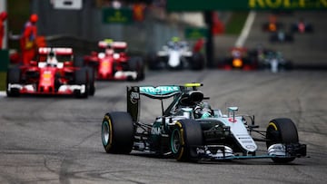 Nico Rosberg y Sebastian Vettel durante el GP Italia 2016.