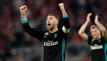 Sergio Ramos celebrates at the Allianz Arena.