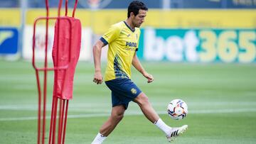 Dani Parejo, en su primer entrenamiento con el Villarreal.