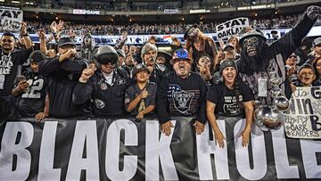 Football: Closeup of Oakland Raiders fans in costume during game vs Denver Broncos at Oakland Coliseum. Raider Nation, Black Hole.
Oakland, CA 11/6/2016
CREDIT: John W. McDonough (Photo by John W. McDonough /Sports Illustrated/Getty Images)
(Set Number: SI607 TK1 )