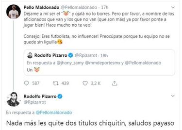 Rodolfo Pizarro discute en Twitter con comentarista deportivo