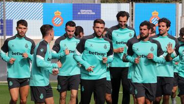 El Espanyol, entrenando.