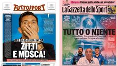 Portadas de los diarios Tuttosport y La Gazzetta dello Sport del d&iacute;a 13 de noviembre de 2017.