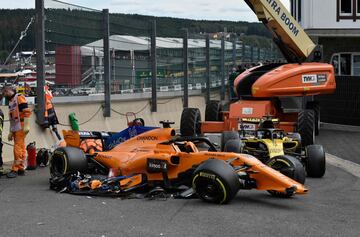 El accidente de Fernando Alonso en el GP de Bélgica