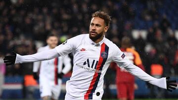 (FILES) In this file photo taken on December 11, 2019 Paris Saint-Germain&#039;s Brazilian forward Neymar celebrates scoring his team&#039;s third goal during the UEFA Champions League Group A football match between Paris Saint-Germain (PSG) and Galatasar