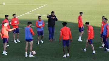 El Atlético, durante un entrenamiento.