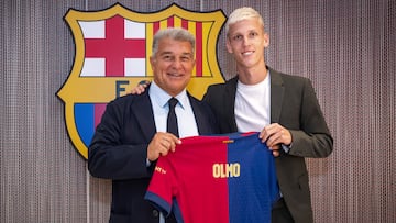 Dani Olmo, en su presentación.