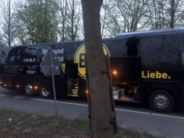 El autobús del Dortmund después del incidente.