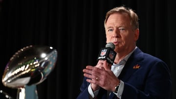 NEW ORLEANS, LOUISIANA - FEBRUARY 03: NFL Commissioner Roger Goodell speaks during a press conference ahead of the Super Bowl LIX at Caesars Superdome on February 03, 2025 in New Orleans, Louisiana. Chris Graythen/Getty Images/AFP (Photo by Chris Graythen / GETTY IMAGES NORTH AMERICA / Getty Images via AFP)