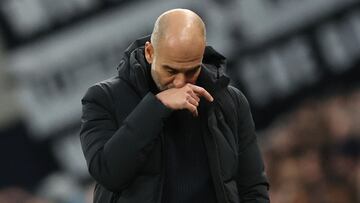 Pep Guardiola, entrenador del Manchester City, durante un partido.