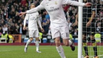 Bale, tras marcar el 3-0 ante el Sevilla.