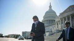 Joe Manchin (D-WV) leaves the US Capitol Building after a Senate vote on October 20, 2021 in Washington, DC. Lawmakers continue to negotiate a components of President Biden&#039;s Build Back Better agenda.