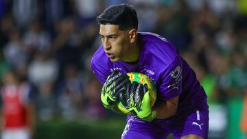 Esteban Andrada of Monterrey during the 17th round match between Leon and Monterrey as part of the Liga BBVA MX, Torneo Clausura 2025 at Nou Camp Leon Stadium, on April 20, 2025 in Leon, Guanajuato, Mexico.