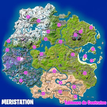 Todas las ubicaciones de tablones de Contratos en Fortnite Temporada 3