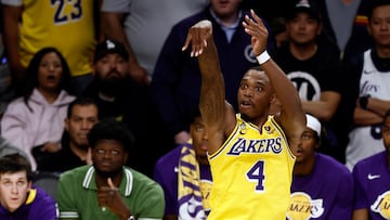 Los Angeles (United States), 09/05/2023.- Los Angeles Lakers guard-forward Lonnie Walker IV in action during the fourth quarter of game 4 of the Western Conference Semifinals between the Los Angeles Lakers and the Golden State Warriors at Crypto.com Arena in Los Angeles, California, USA, 08 May 2023. (Baloncesto, Estados Unidos) EFE/EPA/ETIENNE LAURENT SHUTTERSTOCK OUT
