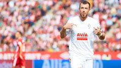 Sergi Enrich celebra el 2-3 final en Montilivi que le daba la victoria al Girona.